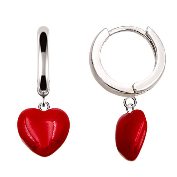 Pendientes plata aro coraz&oacute;n esmaltado